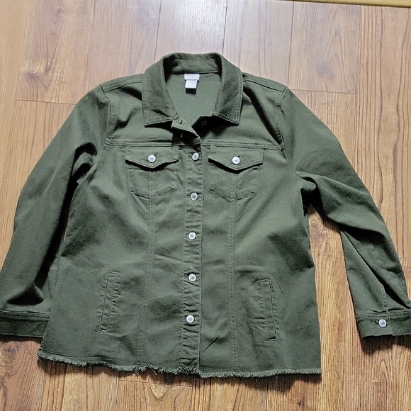 Chico's Dark Green Utility Jacket - Picture 3 of 8